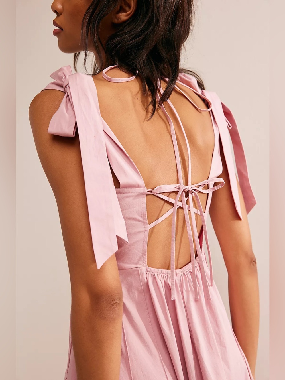 Free People Pink Tie-Shoulder Midi Dress - Picture 13 of 13